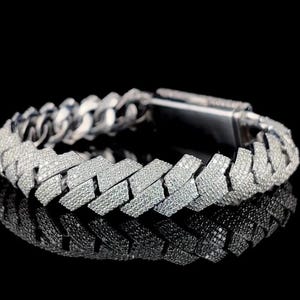Bransoletka Iced Out Cuban Link dla mężczyzn - diament VVS1-D Moissanite w srebrze próby 925 - biżuteria w stylu Hip Hop Miami