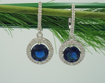 Sapphire,  Wedding Earrings,  Hook Earrings, Drop, Dangle Earrings,  Wedding Bridal Bridesmaid Jewelry Gift