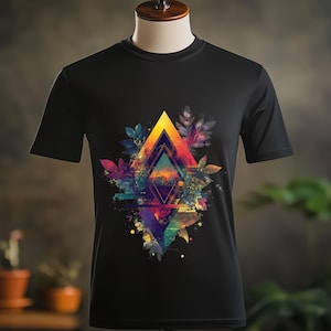 Abstraktes geometrisches T-Shirt | Nature vs Struktur T-Shirt | Künstlerisches grafisches Tee
