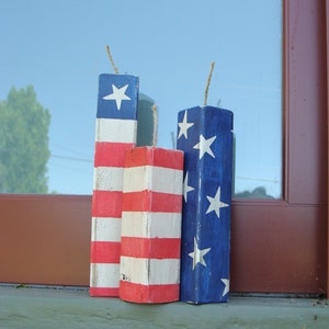 Rustic Wooden Firecrackers, Patriotic Decor, Country Decor, Rustic Patriotic Firecracker, 4th of July Decor