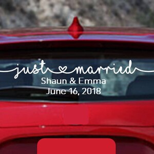 Just Married car decal for newlyweds vehicle window image 1