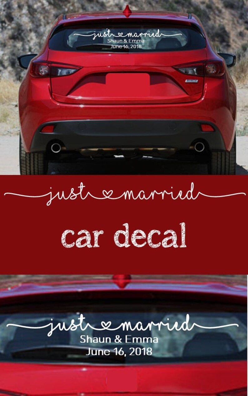 Just Married car decal for newlyweds vehicle window image 3