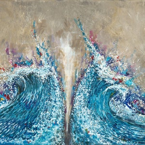 Splitting of the Red Sea, Jewish Israel Art, Biblical Narrative of the Exodus, Kriat Yam Suf, Abstract Judaica, Giclée Canvas Print Miracles