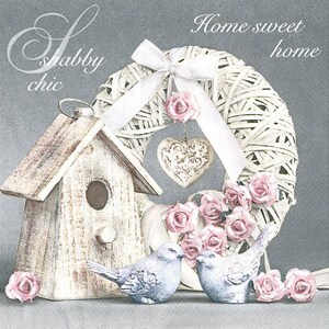 4 serviettes de table pour découpage, lot de 4 serviettes en papier, 33 x 33 cm (13 pouces), serviette de table - shabby chic, nichoir, maison douce, serviette
