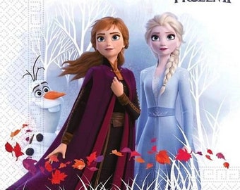 4 unidades de guardanapos decoupage, conjunto de 4 guardanapos de papel, 33x33cm, guardanapo - Frozen II (Elsa, Anna, Olaf), guardanapo infantil