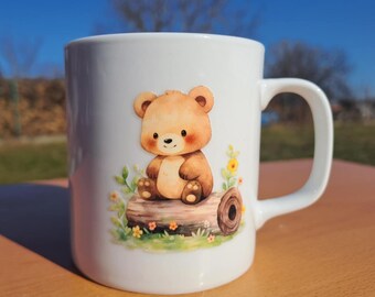 Mug Petit Ours Brun Au Jardin Par Guy Degrenne - Porcelaine Made In France