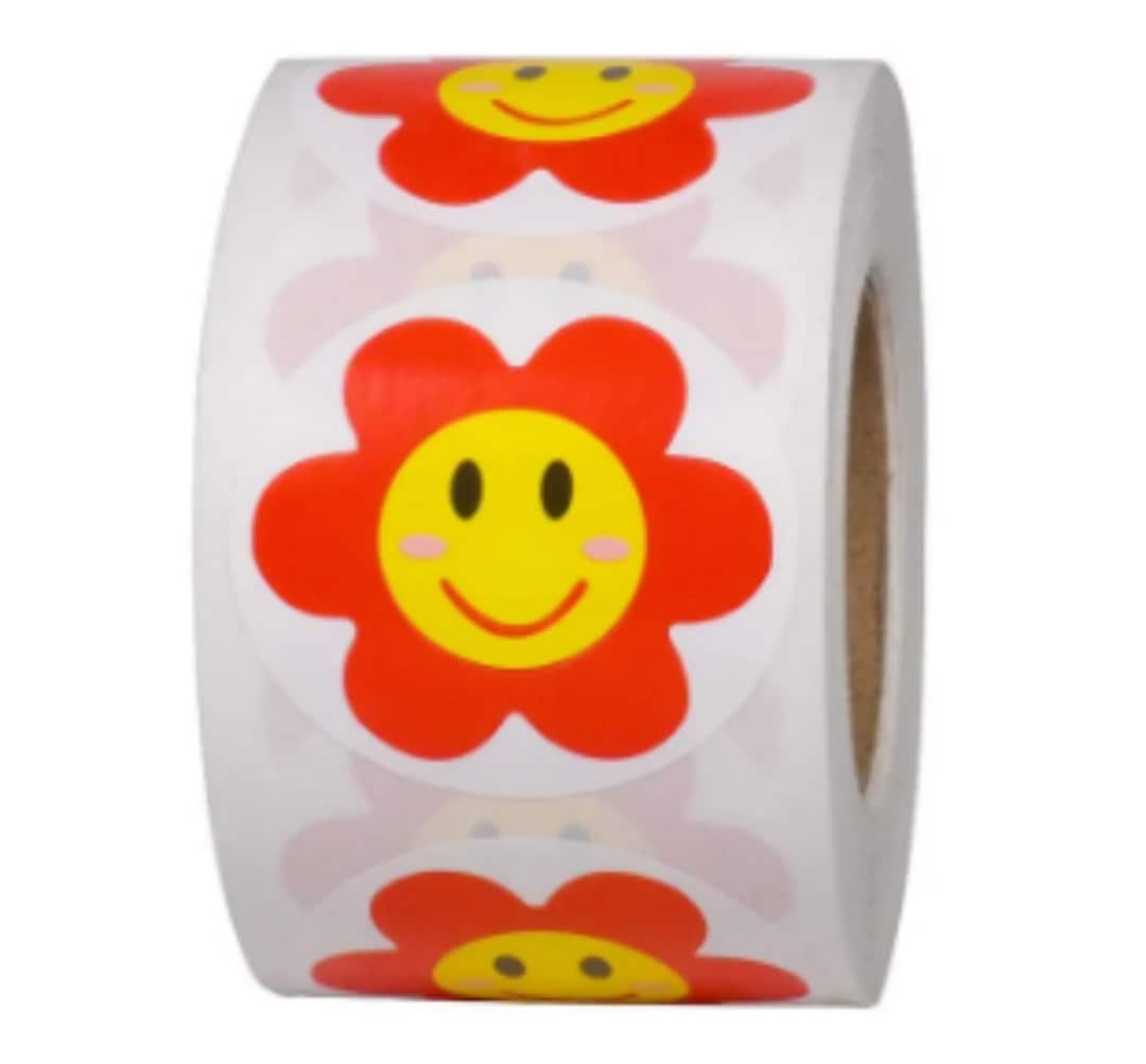 Red Flower Smiley Sticker 20pcs, Yellow Smile Self-adhesive Stickers - Etsy