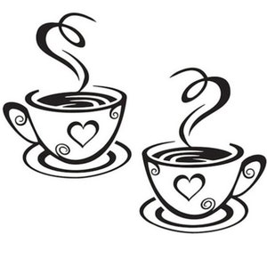 Sticker café en tasses, Stickers tasse de café, 30 x 21 cm