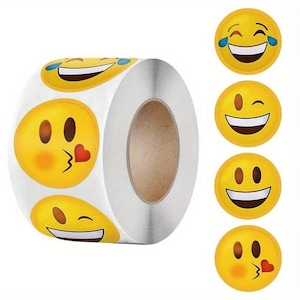 Yellow Smiley Sticker 20pcs, Cute Funny Crazy Smile Self-adhesive Stickers