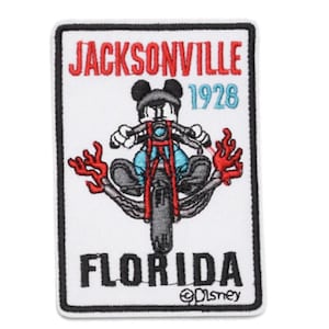 Topolino da stirare, Topolino Biker (Jacksonville, Florida) Toppa da stirare, Applicazione da stirare per bambini, 6,8x4,6 cm