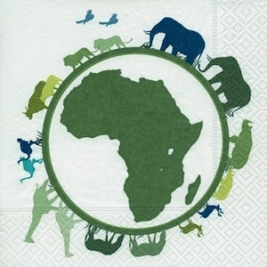 Tovaglioli per decoupage da 4 pezzi, set di 4 tovaglioli di carta, 33x33 cm (13 pollici), tovagliolo - Africa, animali safari, tovagliolo