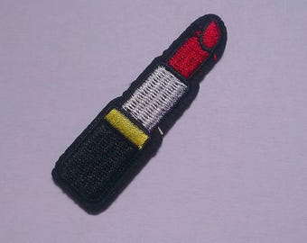 Toppa termoadesiva con rossetto rosso, applicazione termoadesiva per ragazze, 7,8x2,2 cm