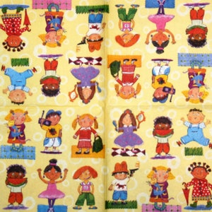 4 servilletas de decoupage, juego de 4 servilletas de papel, 33 x 33 cm (13 pulgadas), servilleta - Niños felices y alegres, niños y niñas, servilleta colorida