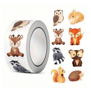 Stickers animaux de la forêt 20 pcs, animaux mignons - renard, lapin, hibou, ours, hérisson, écureuil, cerf, autocollants
