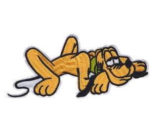 Pluto Hund Applikation, süßer Hund Bügelbild, Kinder Applikation, 13.6x6.2 cm