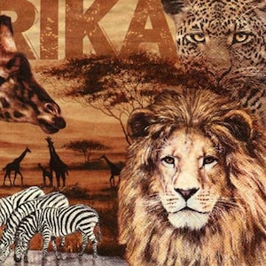4-delige servetten voor decoupage, set van 4 papieren servetten, 33 x 33 cm (13 inch), servet - safaridieren, Afrikaanse dieren, leeuw, servet