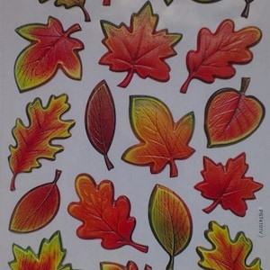 Herfstbladeren 3D-stickers, plastic zelfklevende stickers 25 x 14 cm - aan de muur, op de deur, op de tablet, op verschillende objecten.