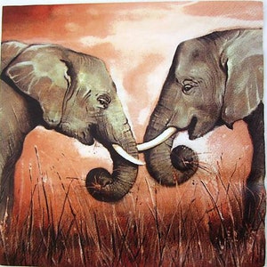 3-delige servetten decoupage, set van 3 papieren servetten, 33 x 33 cm (13 inch), servet - olifanten, safaridieren, servet