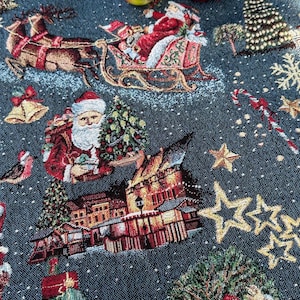 Solid tapestry table runner Christmas, Santa Claus, St. Nicholas, Christmas present
