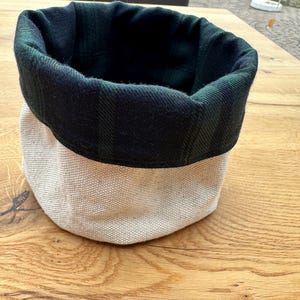 Reversible fabric basket, fabric basket, storage, utensil, reversible basket, organizer, gift item, souvenir, tartan fabric