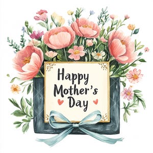 Aquarel Happy Mother's Day-clipart – 10 JPG-bloemen, elegante bloemenelementen – Perfect voor kaarten en decoraties!