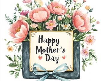Watercolor Mother's Day Floral Clipart: Elegant Flower JPGs (Digital Download)