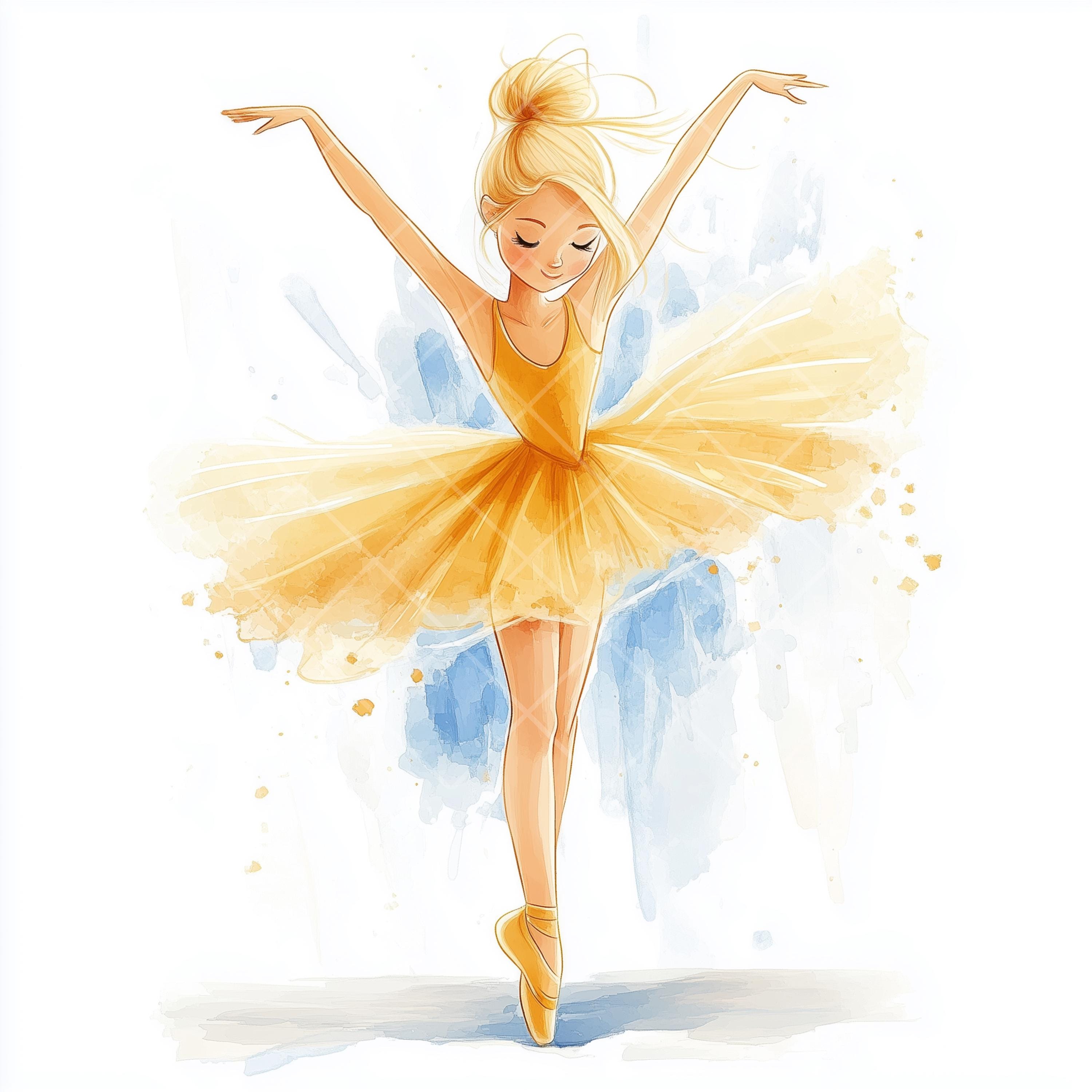 エレガントなバレリーナのクリップアート：踊るバレエガールのイラスト