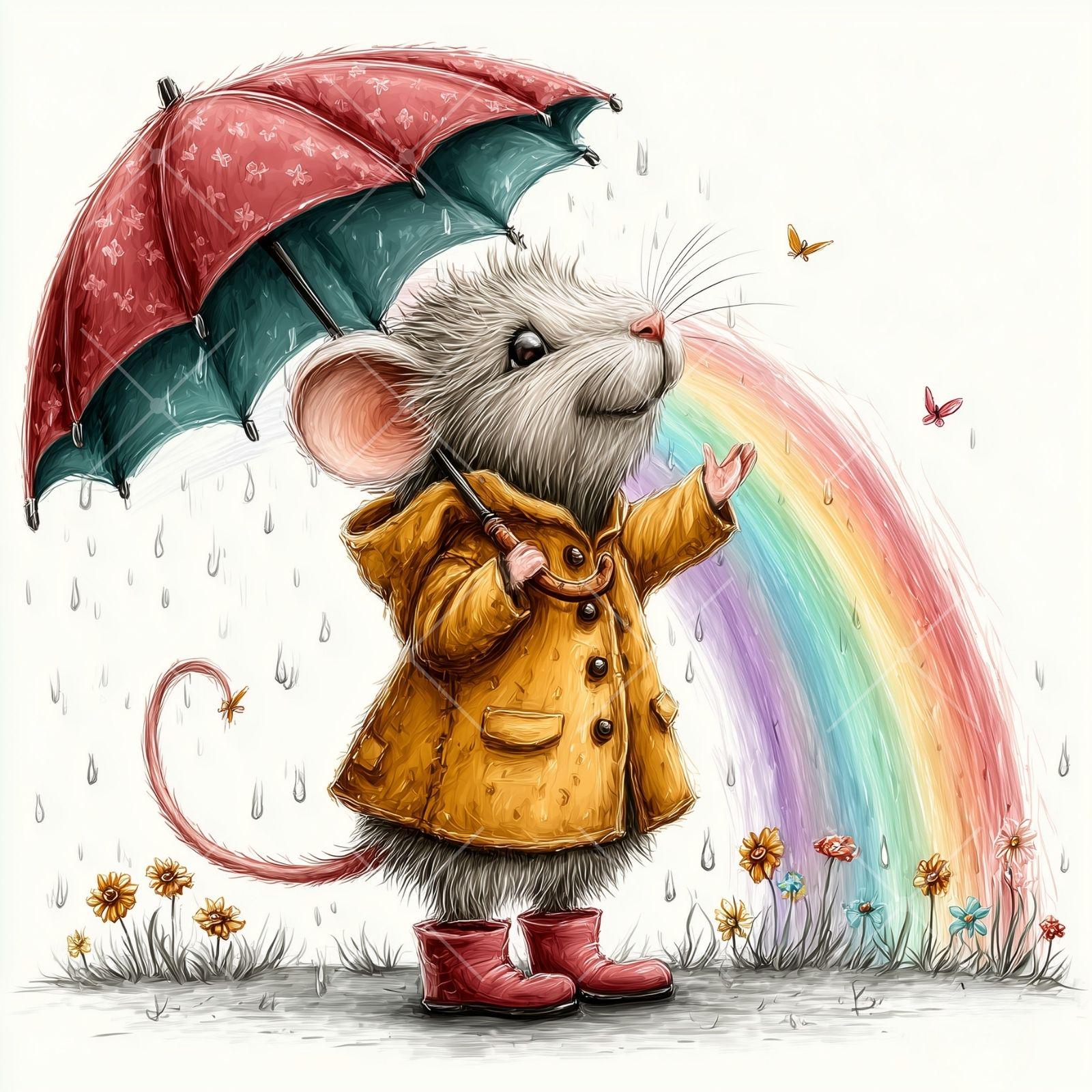Whimsical Rain Animals Clipart Bundle Jpg,watercolor Kids Nursery Art ...