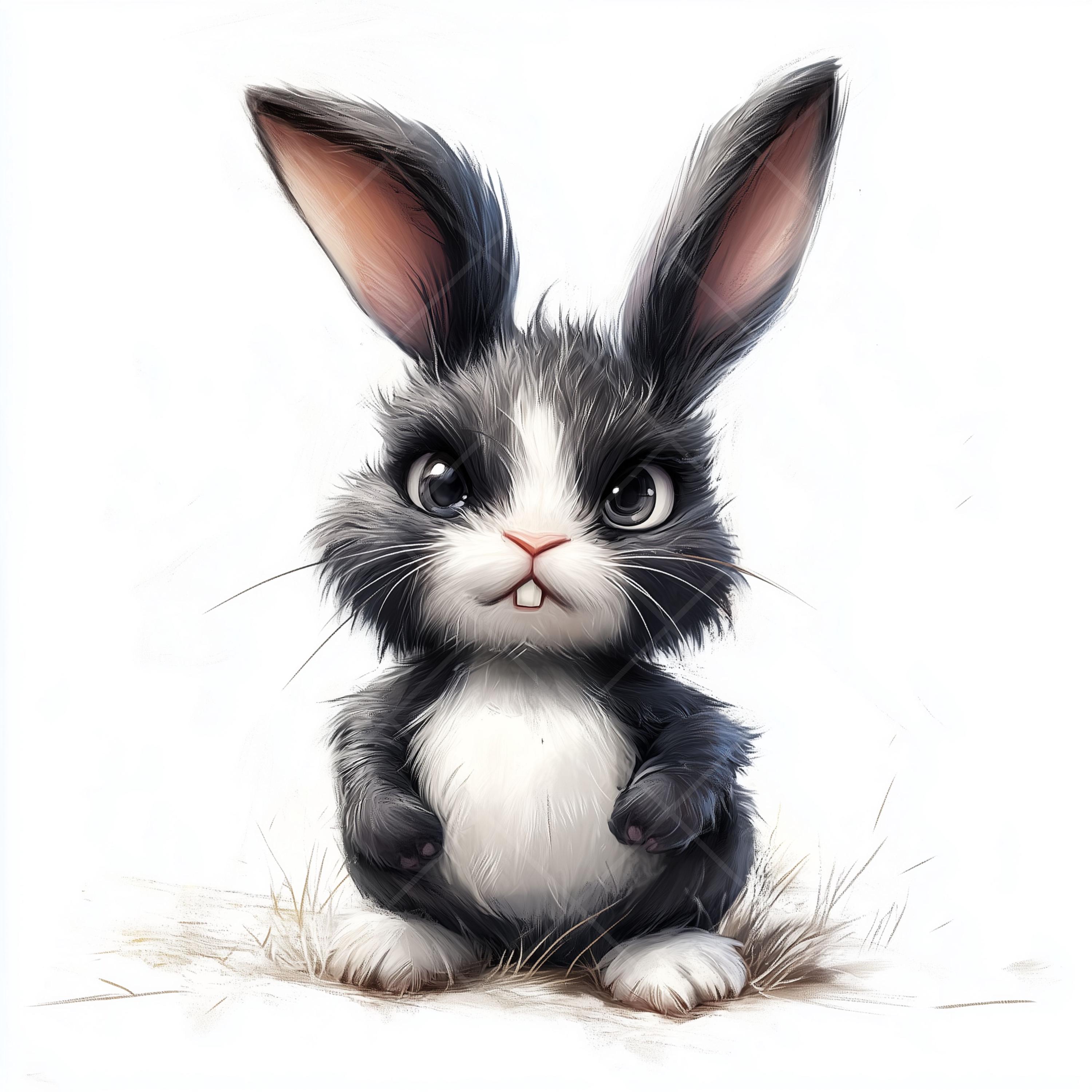 14 Happy and Angry Bunny Clipart Set | Cute Rabbit Emotion JPG| Digital ...