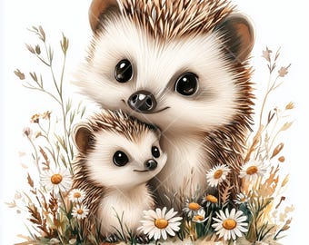 14 Cute Hedgehog Clipart, Printable Watercolor Graphics, Instant Download, Junk Journals ,Forest animal, paper craft,woodland animals
