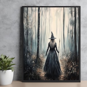Witchy Decor Halloween Wall Art Printable Vintage Witch Halloween Rustic Halloween Decor Vintage Halloween Paintings Halloween