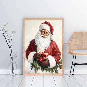 Afroamerikaner Santa Black Santa Claus Art Print, African American Wall Art Digital , christmas Art, Gift for christmas,black culture art,