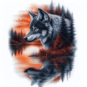 Lot de cliparts loup aquarelle - 14 fichiers JPG de haute qualité - art animalier à imprimer, animal de la forêt, créations en papier, animaux des bois