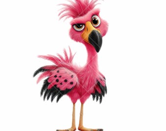 Pink Flamingo Clipart Set: Lustige Aquarell PNGs für Tropische Dekorationen (digitaler Download)