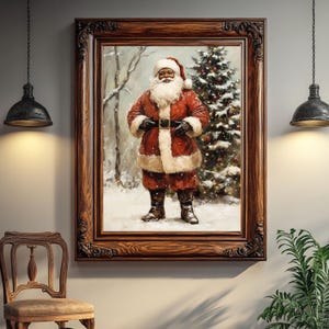 Black Santa Printable Art | African American Christmas Wall Decor | Digital Download Holiday Posters | Santa Claus Christmas Prints