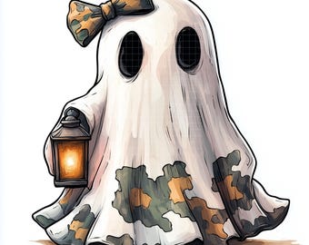 Halloween Camo Ghosts Clipart: Spooky Digital Art (JPG Download)