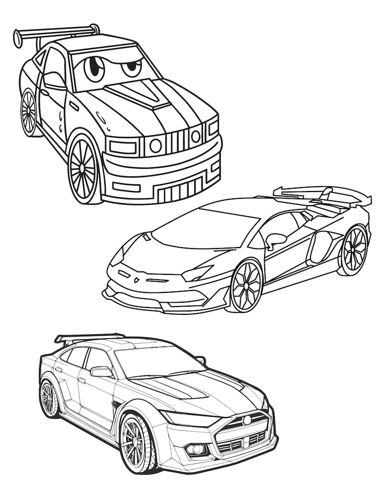 8 Pages Digital Coloring Pages Printable for Boys Kids Instant PNG