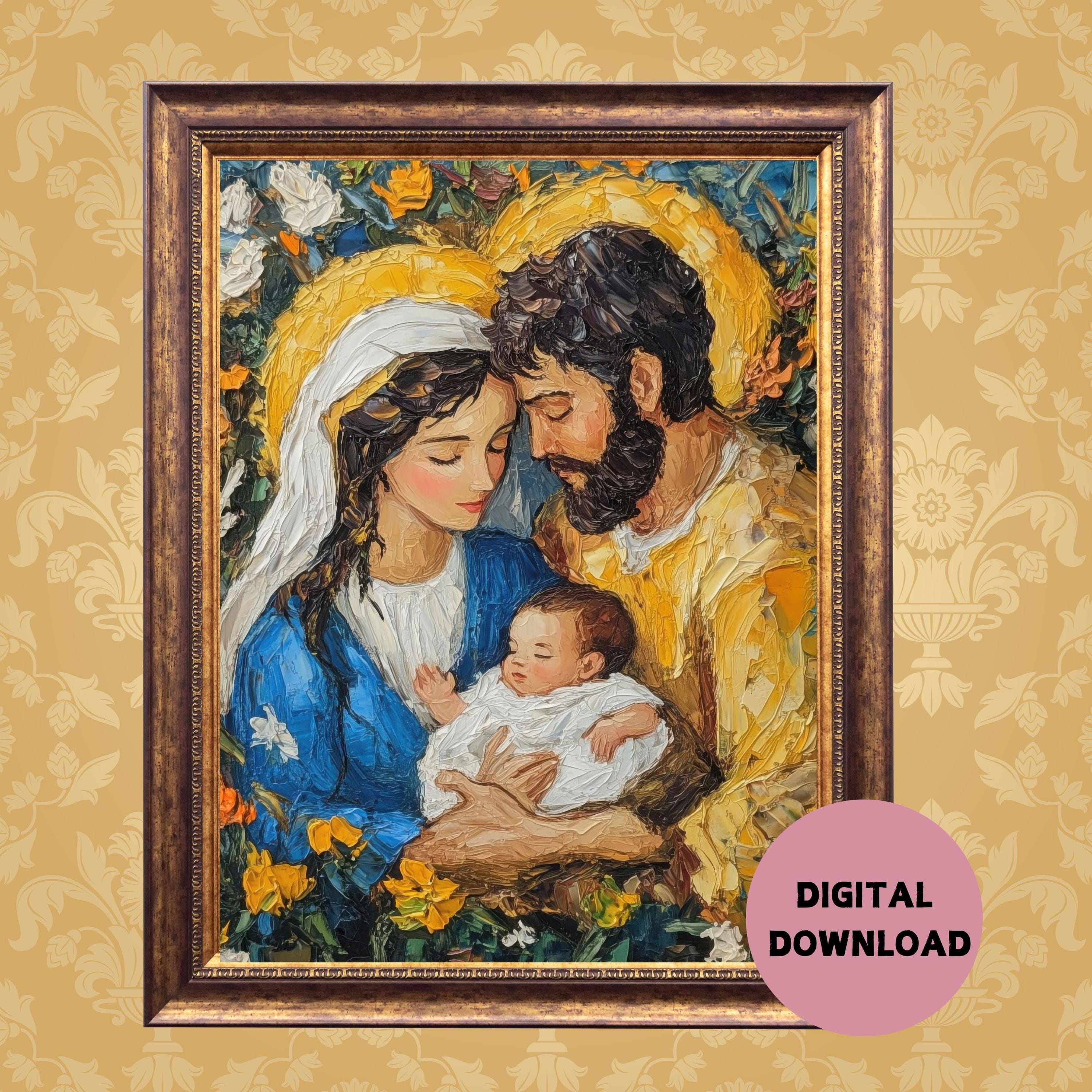 キリスト降誕の情景：マリア、ヨセフ、そして幼子イエス（デジタル