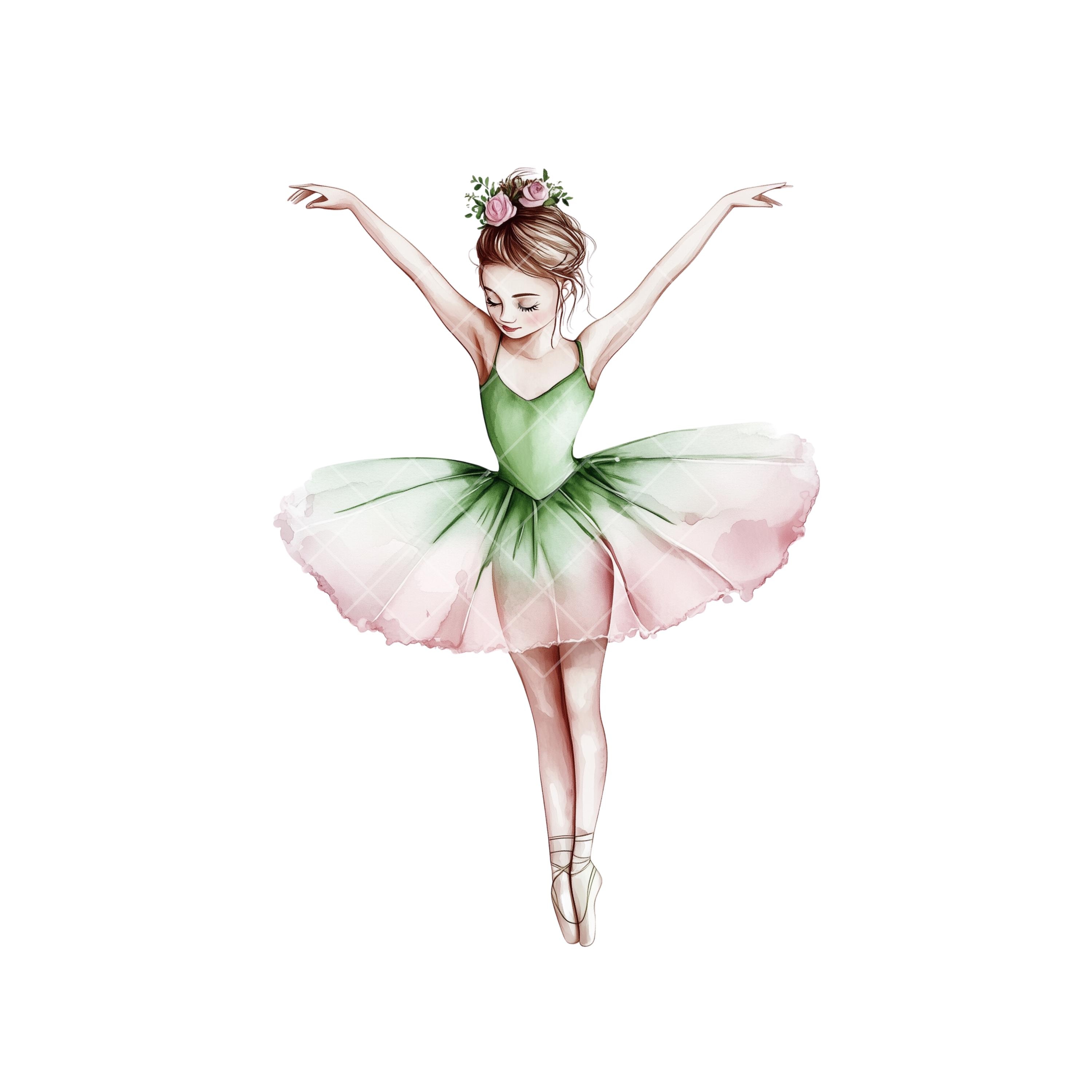 Watercolor Ballerina Clipart: Pink Ballet Dancer PNG (digital Download ...
