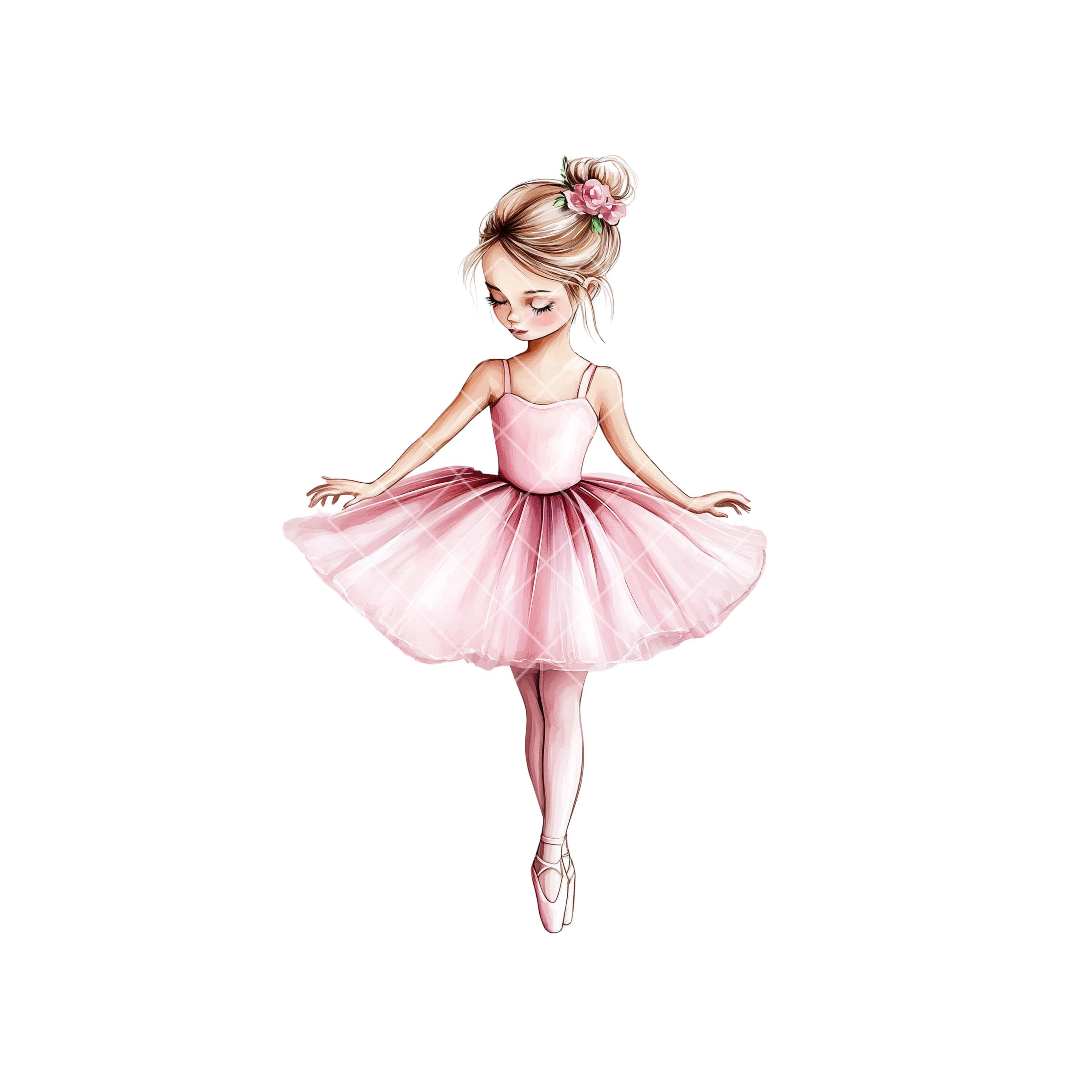 Watercolor Ballerina Clipart: Pink Ballet Dancer PNG (digital Download ...