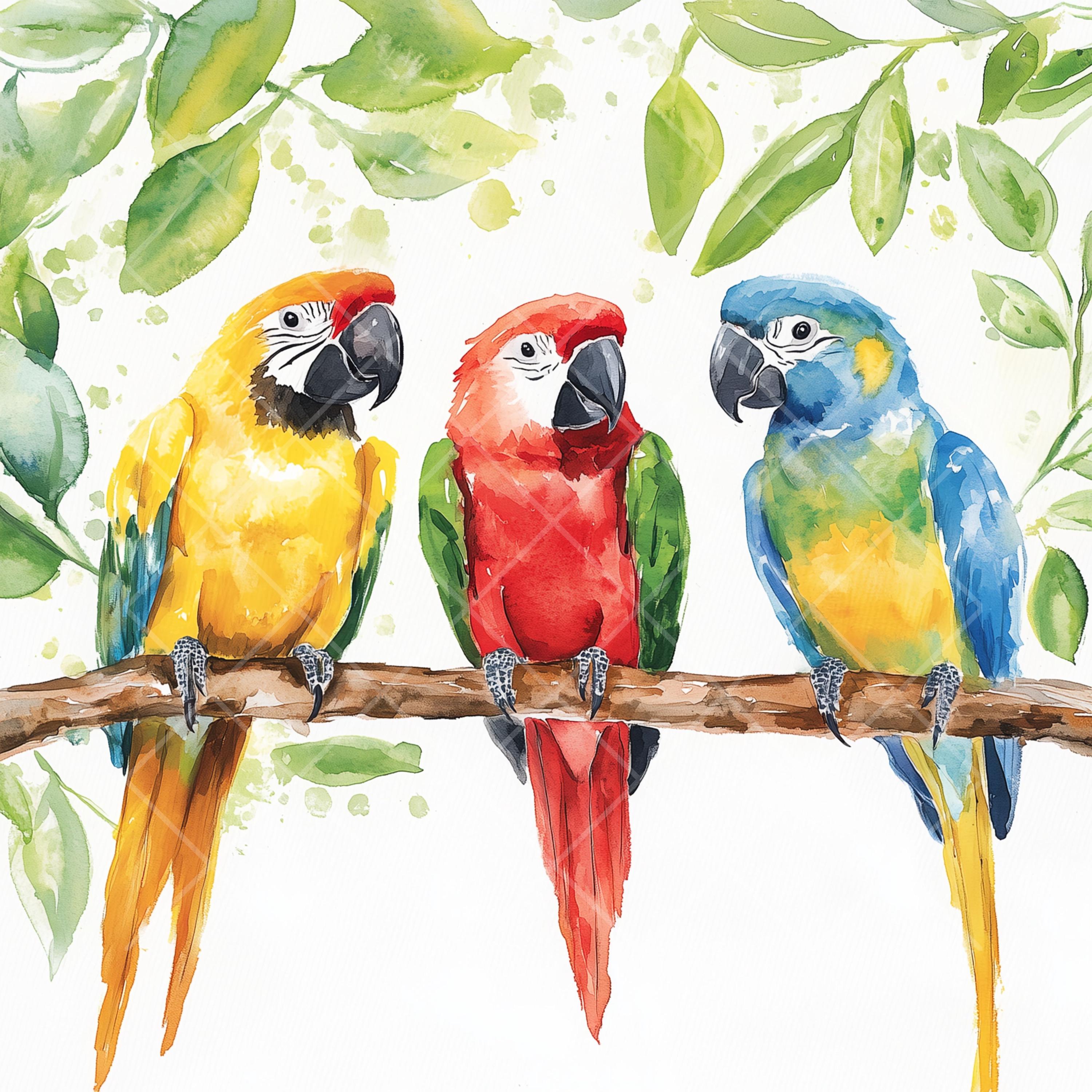Watercolor Parrot Clipart Set: Tropical Bird Art (digital Download) - Etsy