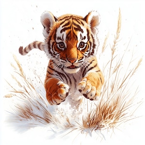 13 cliparts mignon bébé tigre, bébé animaux de la jungle, illustration safari animalier, téléchargement numérique pour décoration de chambre d'enfant, scrapbooking et travaux manuels