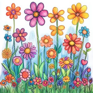 fiori stravaganti clip art floreali bundle 10 ad alta risoluzione, JPG diario spazzatura, scrapbooking, creazione di biglietti, download digitale, arte boho