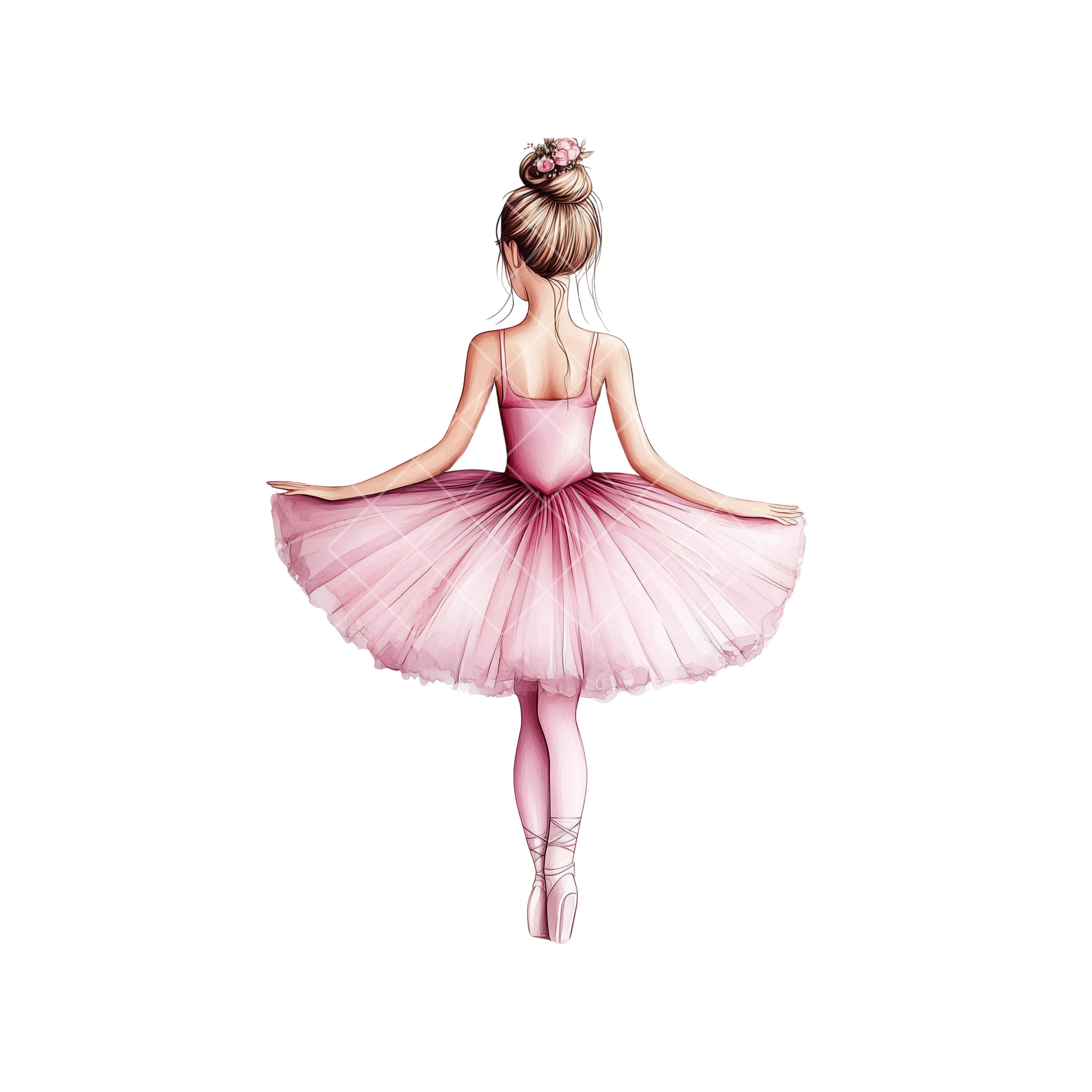 Watercolor Ballerina Clipart: Pink Ballet Dancer PNG (digital Download ...