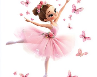 10 JPG Girl Ballerina Clipart, Ballet Dancer, Printable Clipart, jpg, colorful , Junk journal,ballet girl clip art, baby shower clip art,