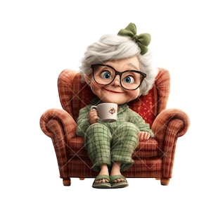 12 Cute Grandma PNG Cliparts | Design de Sublimação | Download Digital | Mulher Idosa de Desenho Animado | Arte de Vovó Aconchegante | Uso Comercial