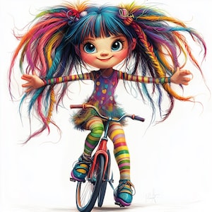 10 clipart JPG/ragazza eccentrica in varie pose/illustrazioni divertenti e giocose, JPG per Junk Journals Scrapbooking Card Making Download digitale
