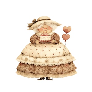 Jolies bougies vintage pour gâteau d'anniversaire de grand-mère | 10 images clipart PNG | Illustration drôle de célébration pour les femmes plus âgées | Téléchargement numérique