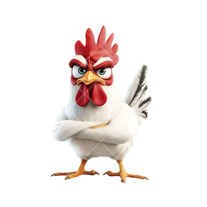 10 PNG Cartoon Chicken Cliparts | Angry Brown Chicken | Annoyed Rooster, Farm Animal Art, Transparent Background, Cartoon Style