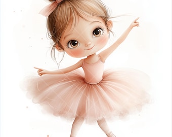 13 Little Girl Ballerina Clipart, Ballet Dancer, Printable Clipart, jpg, colorful , Junk journal,ballet girl clip art, baby shower clip art,
